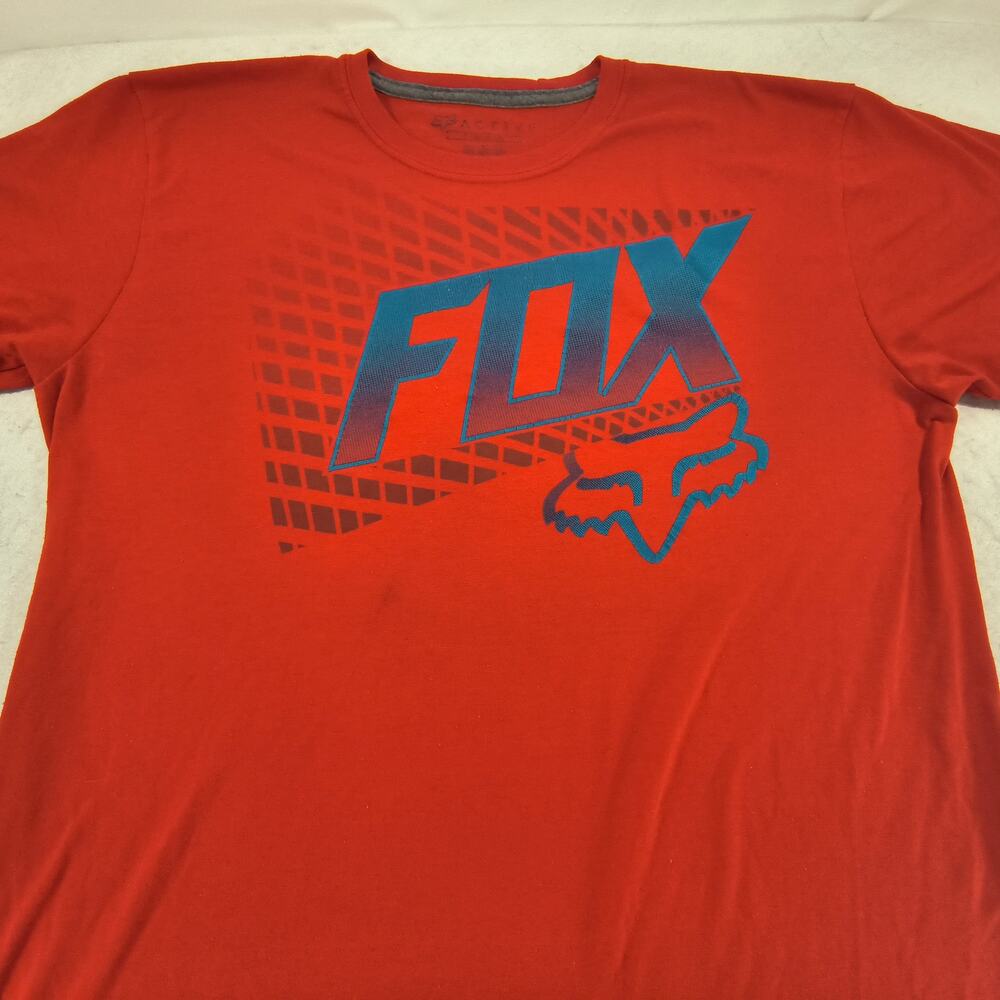 Fox Casual Crew Neck Graphic Short Sleeve T Shirt Mens Size Large L Red